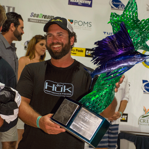 Agitator Angler with the tournament series champion trophy