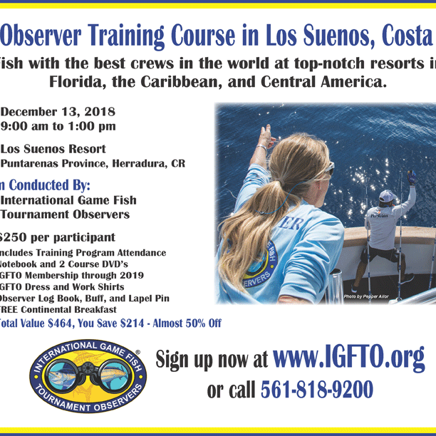Billfish Tournaments Los Sueños Costa Rica Observer Training