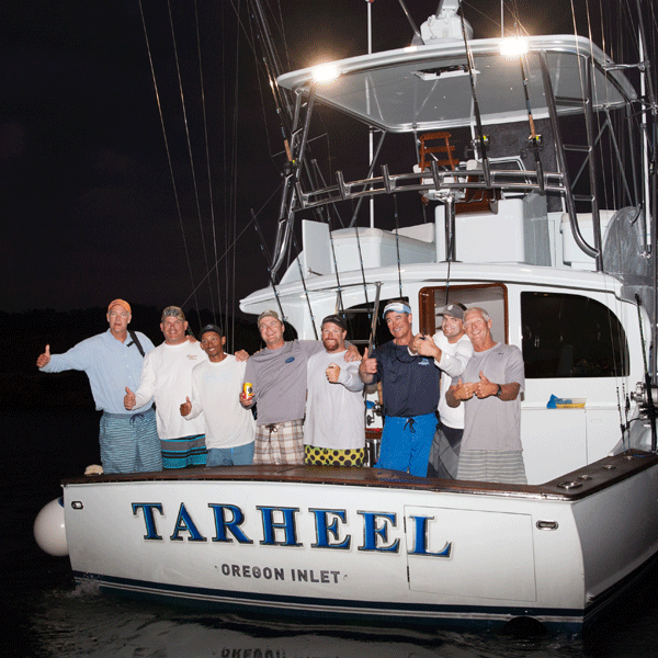 team tarheel on back of fishing boat