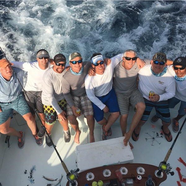 Team Tarhell on the back of their fishing boat